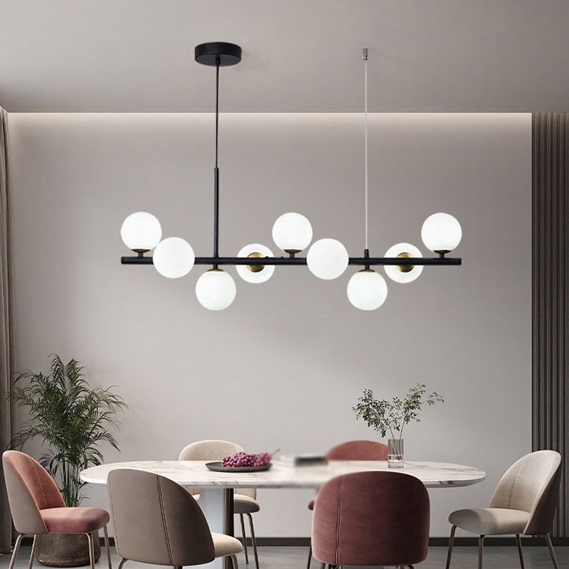 Ball Shape Glass Island Chandelier Modern Style Multi Lights Island Ceiling Light