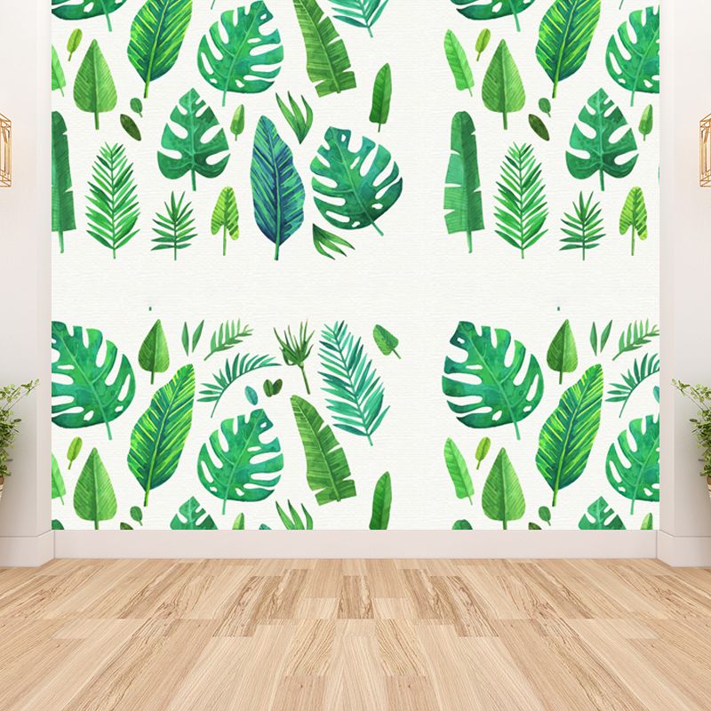 Stain-Proof Leaves Print Mural Tropical Non-Woven Wall Art, Custom Size Available