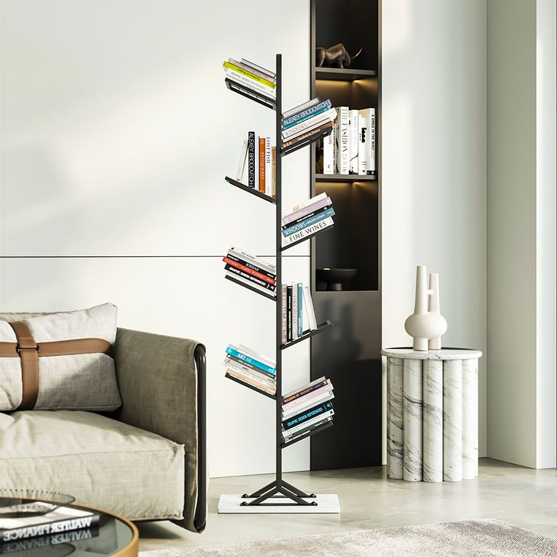 Contemporary Etagere Bookcase Open Back Metal Bookshelf with Shelves