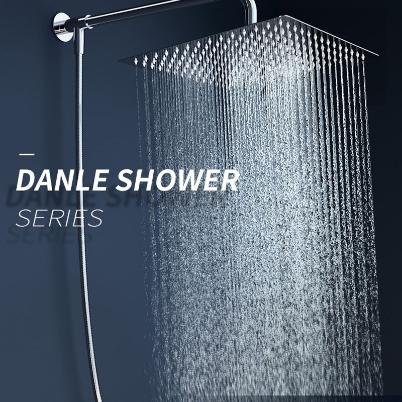 Contemporary Fixed Shower Head with Shower Arm Rain Fall Wall-Mount Showerhead