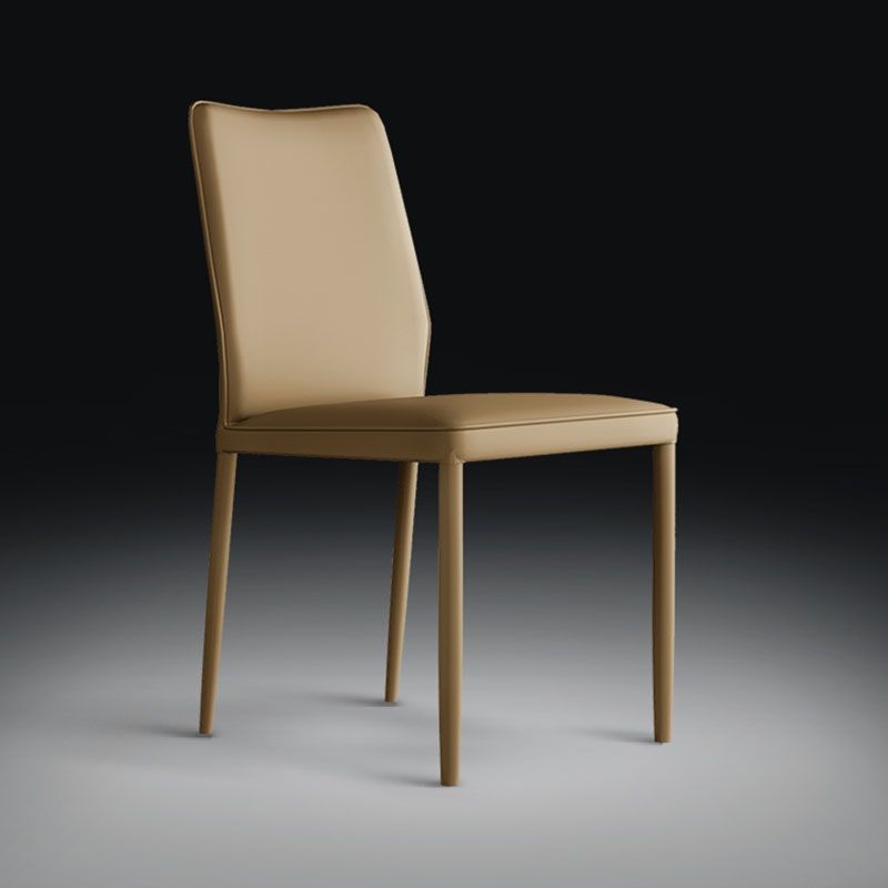 Designer Style Armless Chair Leather Parsons Back Side Chair for Restaurant