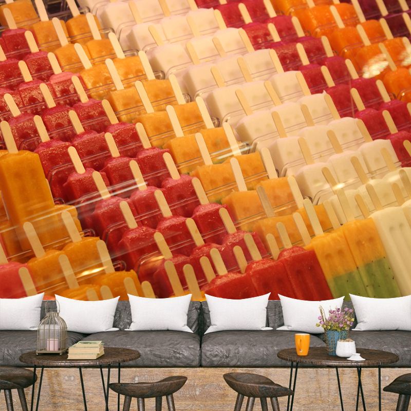 Ice Cream Mural Moisture Resistant Wallpaper Wall Covering for Dessert Shop