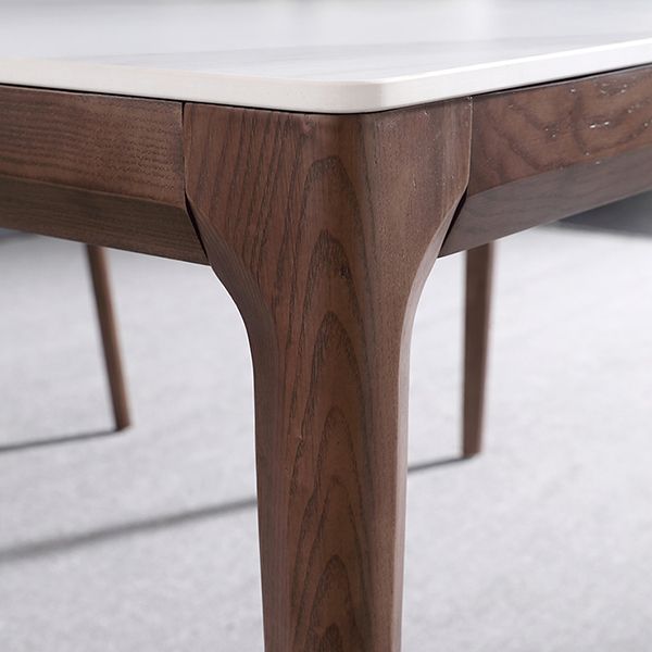 Mesa de comedor rectangular estilo mediados de siglo, colección de comedor de piedra para interior