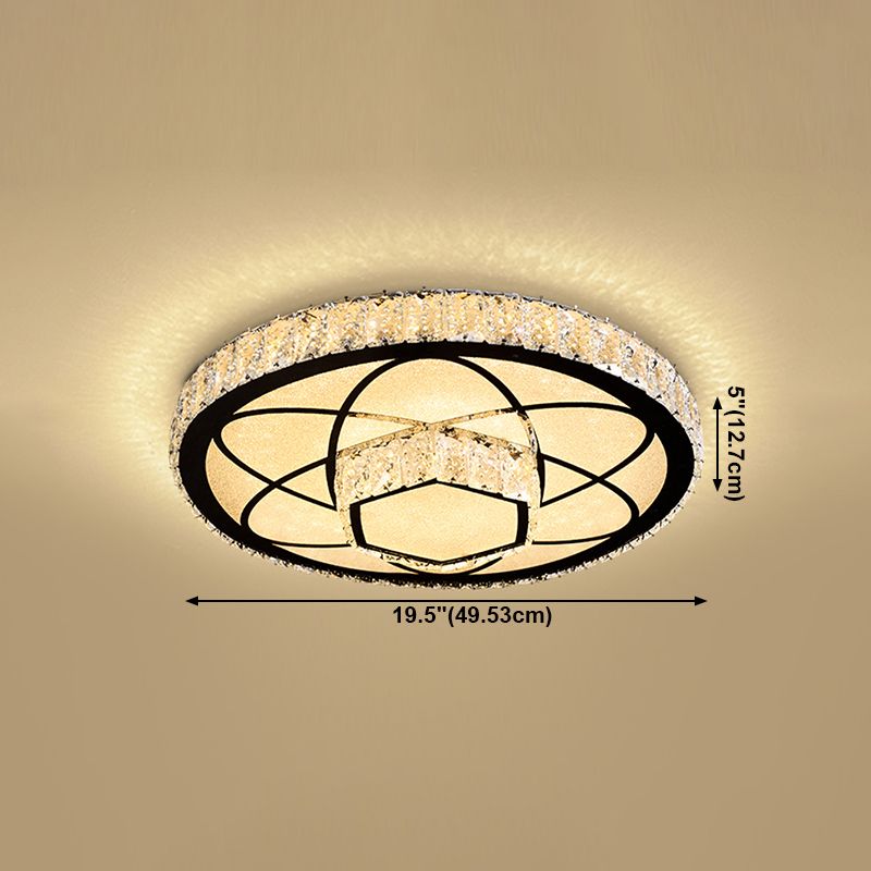 Círculo dormitorio luz de techo cristal LED moderno montaje empotrado lámpara de techo