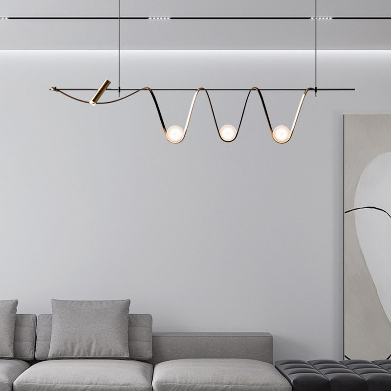 Metal Linear Pendant Light Fixture Modern Style 4-Lights Hanging Chandelier