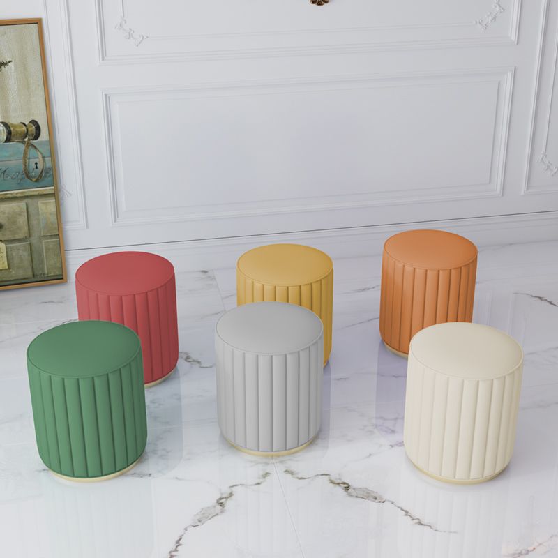 Stylish Indoor Leather Ottoman Solid Color Round Velvet Foot Stool Ottoman