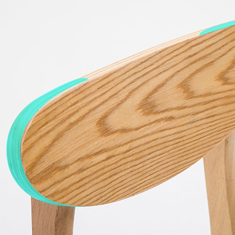 Modern Dessert Shop Oak Wood Stool Matte Finish Upholstered Bar Stools