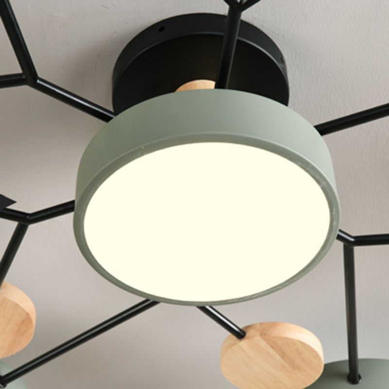 Lampe LED Macaron ronde multicolore avec abat-jour en acrylique pour salon