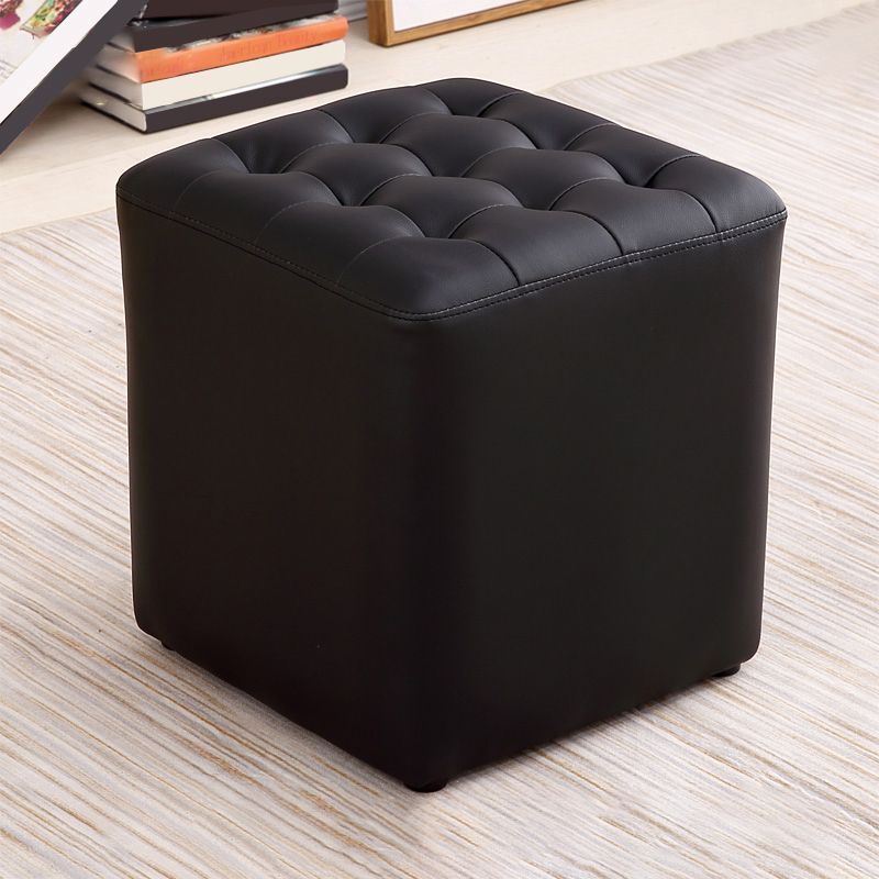 Tufted Ottoman Mid-Century Modern Genuine Leather Square Water Resistant Cube Ottoman