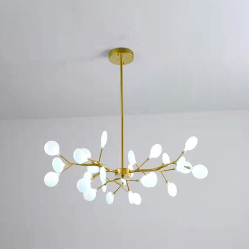 Lámpara de techo dorada contemporánea Candelera de techo de luz múltiple acrílico para sala de estar