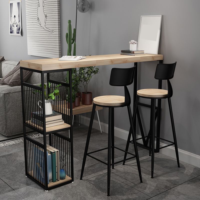 Industrial Rectangle Bistro Bar Desk Solid Wood Bistro Table for Indoor