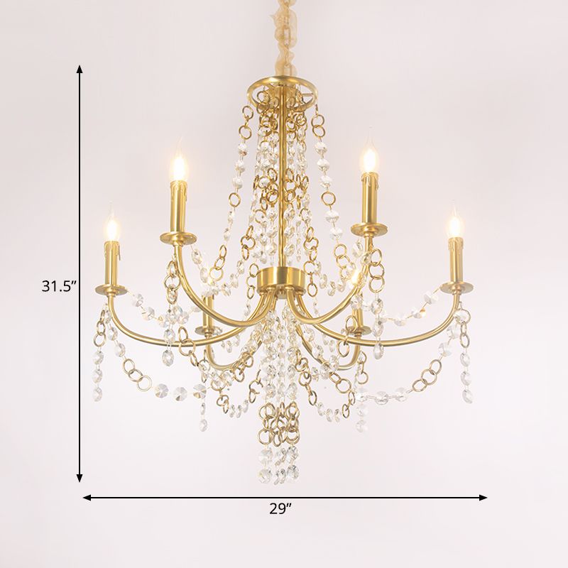 6 lumières Crystal Chandelier Lighting Fixe minimalisme