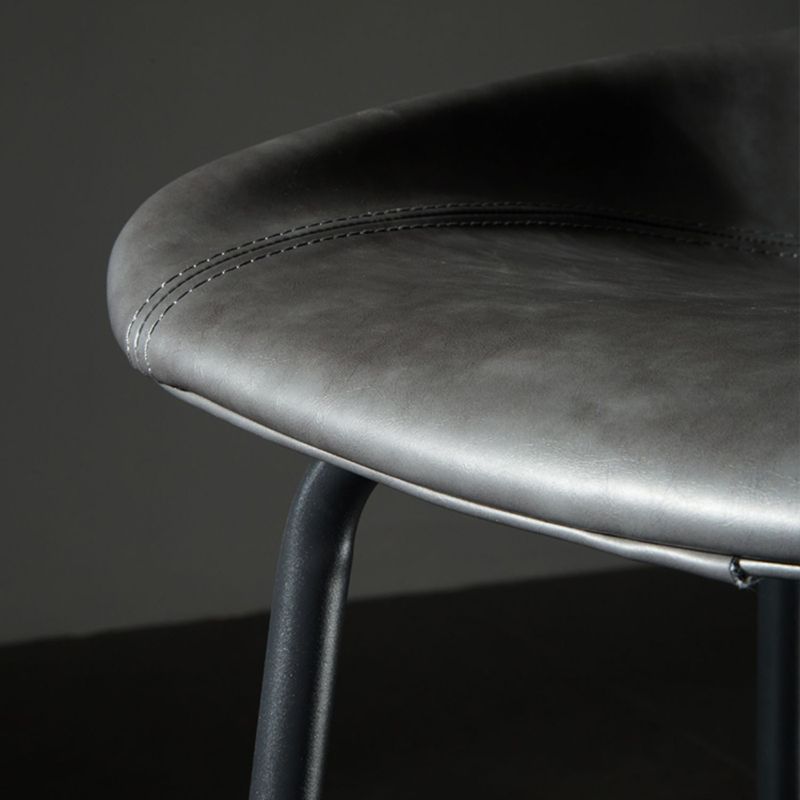 Modern Style Counter Stool Faux Leather Backless Barstool with Footrest