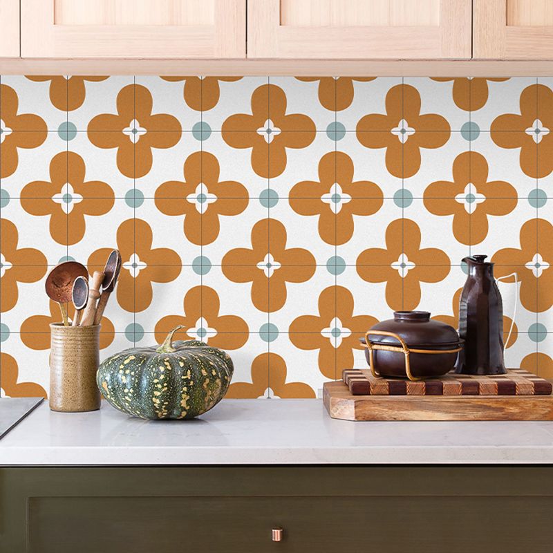 Square Indoor Vinyl Flooring Flower Print Peel and Stick Waterproof Vinyl Flooring