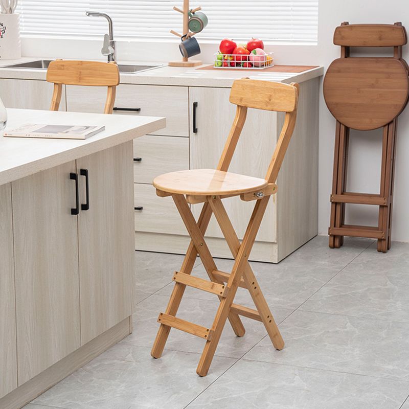 Modern Armless Foldable Counter Stool Wood Kitchen Bar Stool with Wooden Seat and Pedal