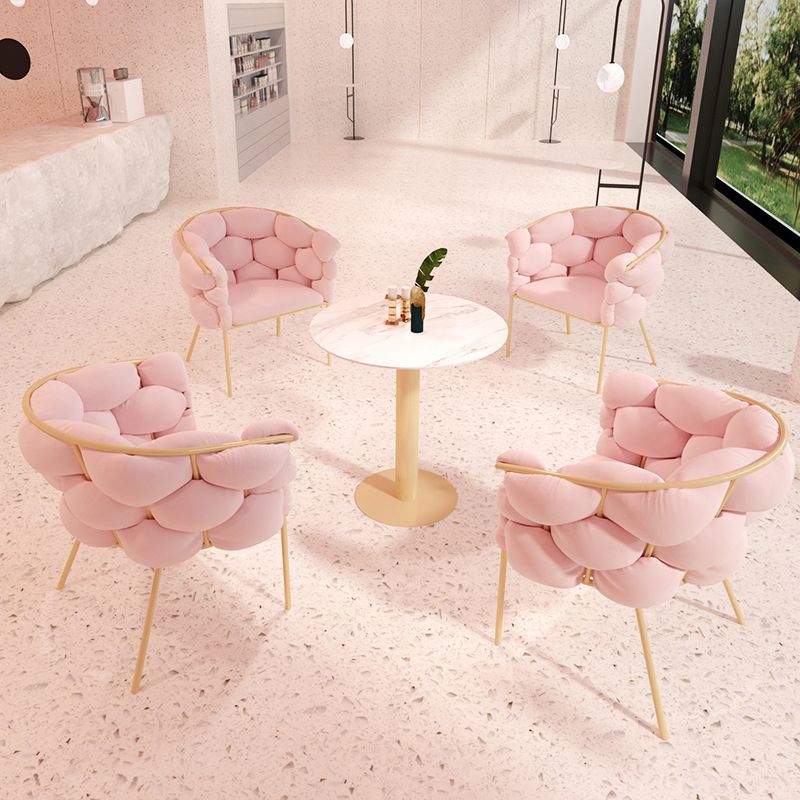 Glam Style Dining Room Set with Round Sintered Stone Top and Pedestal Base Dining Furniture