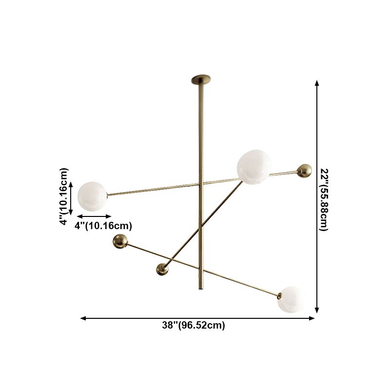 Metal Chandelier Modern 3 Lights Chandelier Lamp in Gold for Restaurant