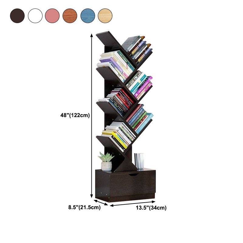 8.46"W Bookshelf Scandinavian Style Bookcase for Home Study Room with 1 Drawer