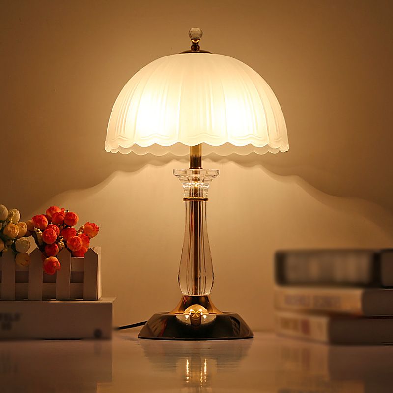 Lampada da tavolo a cupola in vetro contemporaneo 2 comodini leggeri per camera da letto in bianco