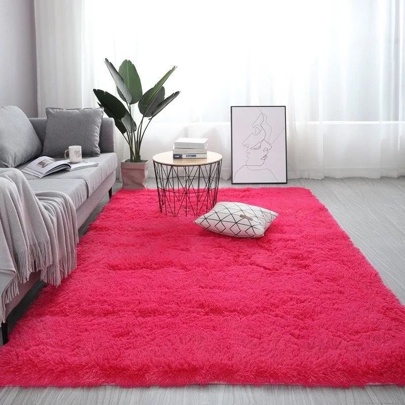 Novelty Plain Shag Carpet Polyester Indoor Rug Non-Slip Backing Area Carpet for Living Room