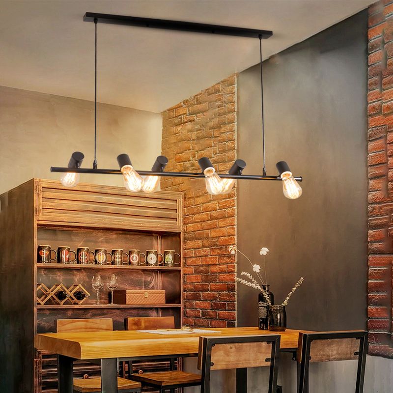 Industrial Hanging Lamp Black Kitchen Island Light with Metal