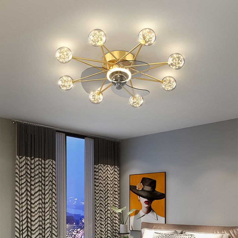 Kids Style Spherical Ceiling Fan Lights Metal LED Flush Lights for Bedroom