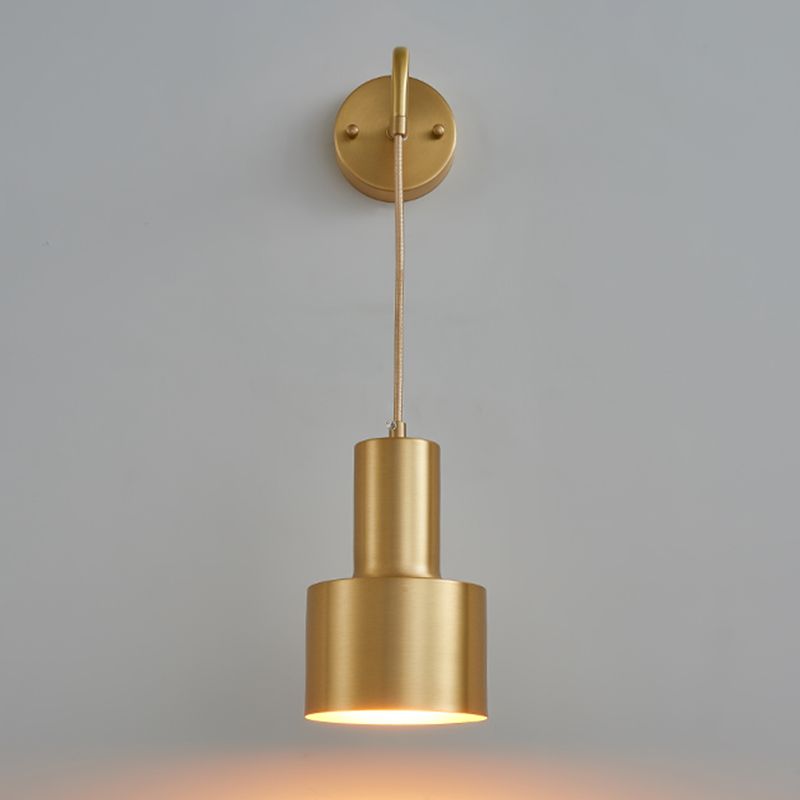 Metal Cylinder Sconce Light Fixture Modern 1-Light Wall Light