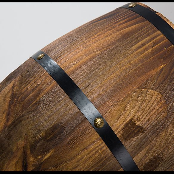 Wooden Barrel Shaped Creative Hanging Light Industrial Style Single Light Suspended Light with 27.5" Hanging Chain