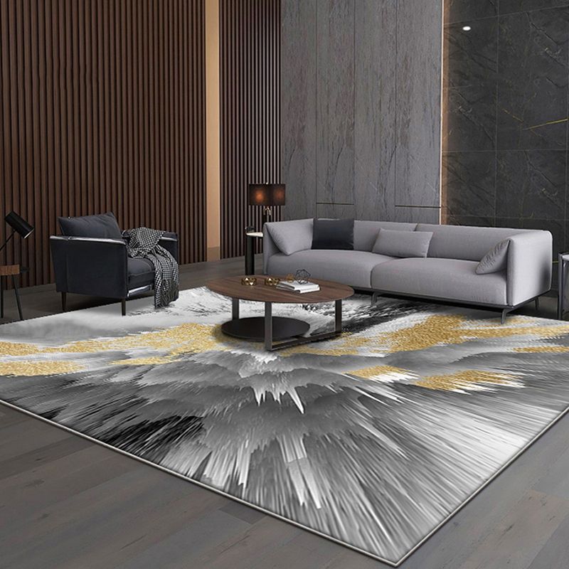 Reclaimed Splash Ink Carpet Polyester Indoor Carpet Stain Resistant Area Rug for Living Room