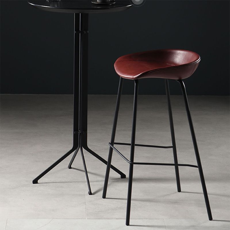 Contemporary Leather Counter Stools Metal Bar Stool for Living Room