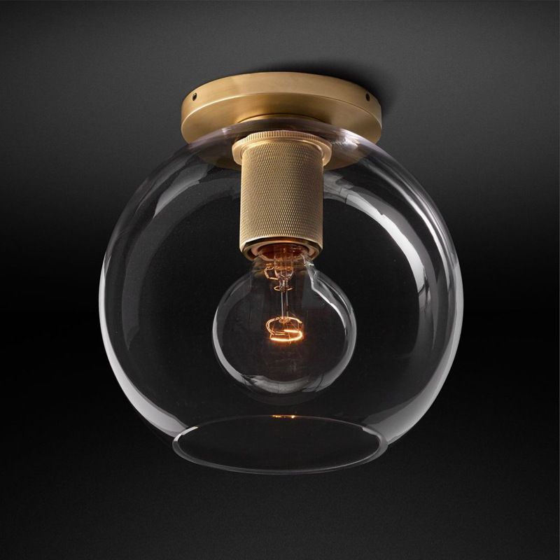 Globe/cône/cylindre/trompette en verre plafonnier suspendu moderne 1 lumière éclairage encastré en laiton pour balcon