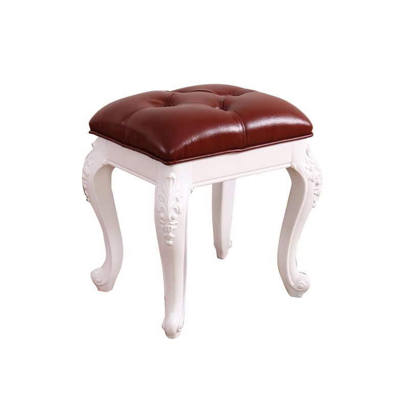 Mid-Century Modern Ottoman Faux Leather Upholstered Tufted Rectangle Ottoman