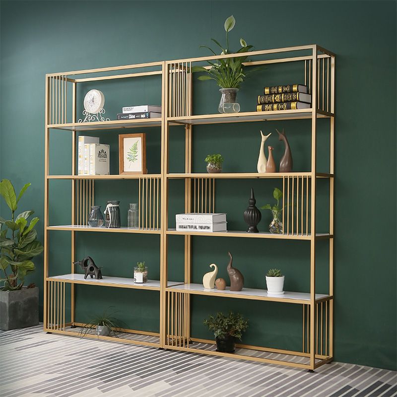 Gold Metal Shelf Bookcase Glam Open Shelf Shelves Included Bookcase Vertical