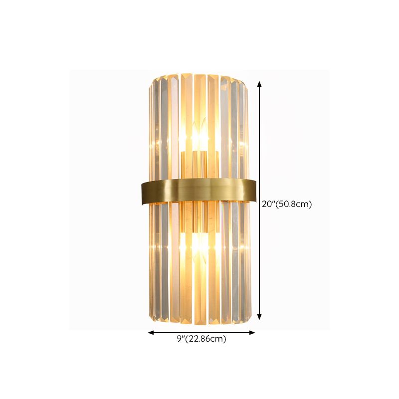 2-Light Geometric Wall Sconces Modern Crystal Wall Lamp for Bedroom