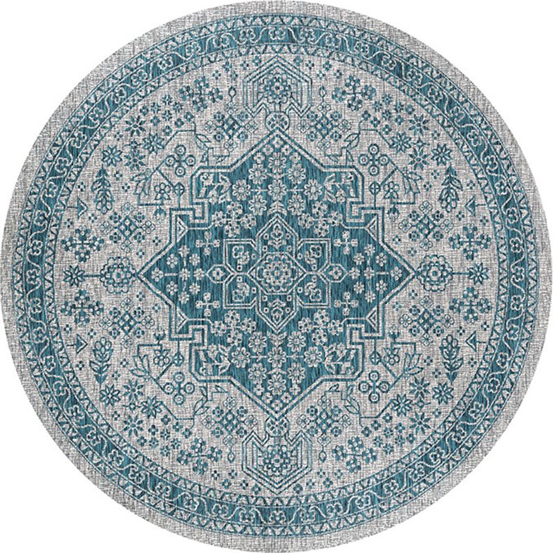 Multi-Colored Bedroom Area Rug Moroccan Mandala Print Rug Synthetics Non-Slip Backing Washable Stain Resistant Rug