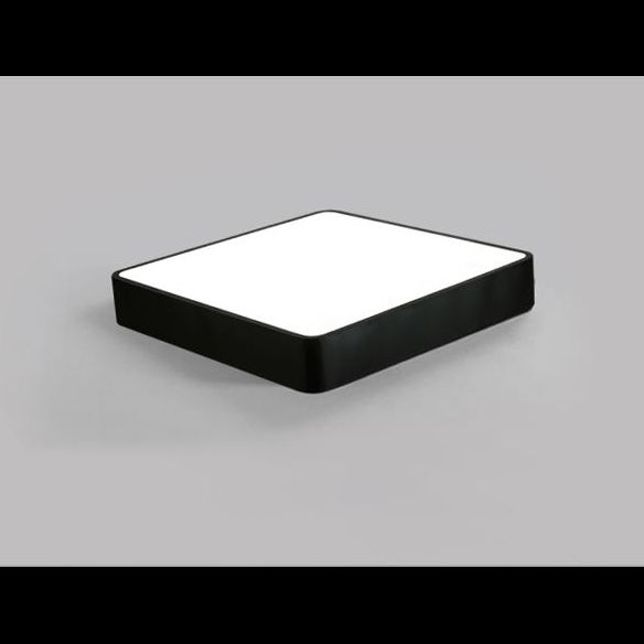 Rectangular Office Flush Lamp Metallic Modern LED Ceiling Mounted Light in Black