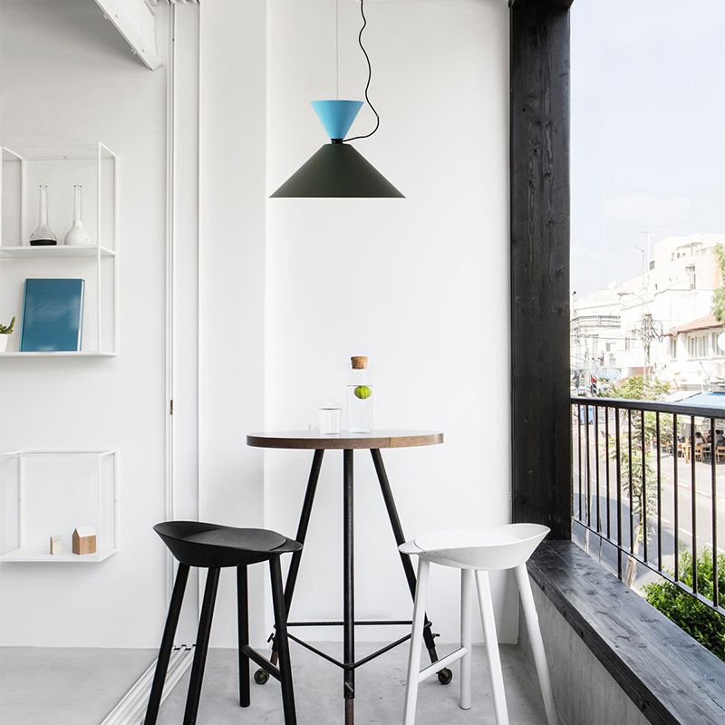 Macaron Color Block Suspension Lighting Aluminum 1 Bulb Pendant Light for Dining Room