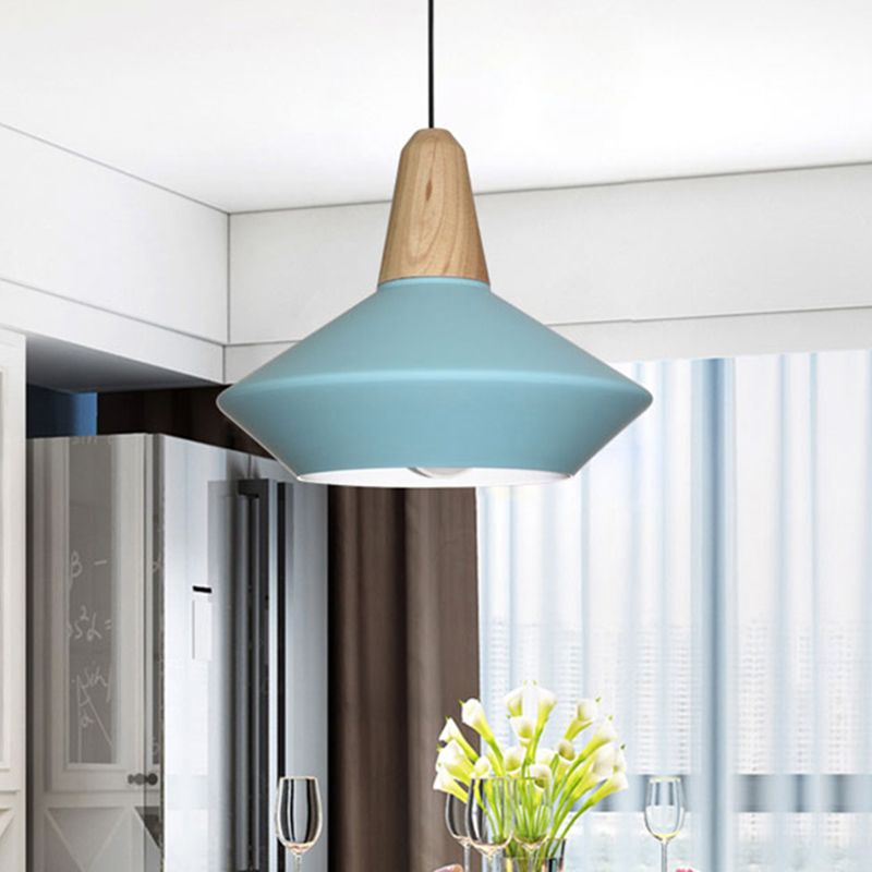 Metal Urn Pendant Light Modernist 1 Bulb Ceiling Suspension Lamp in Blue/Grey for Dining Room