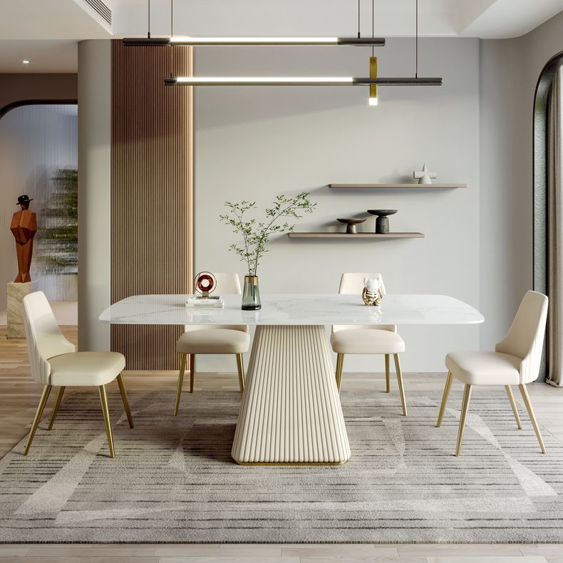 Nordic Glam Sintered Stone Dining Rectangle Table Set 1/4/5/6/7 Pieces Dining Set