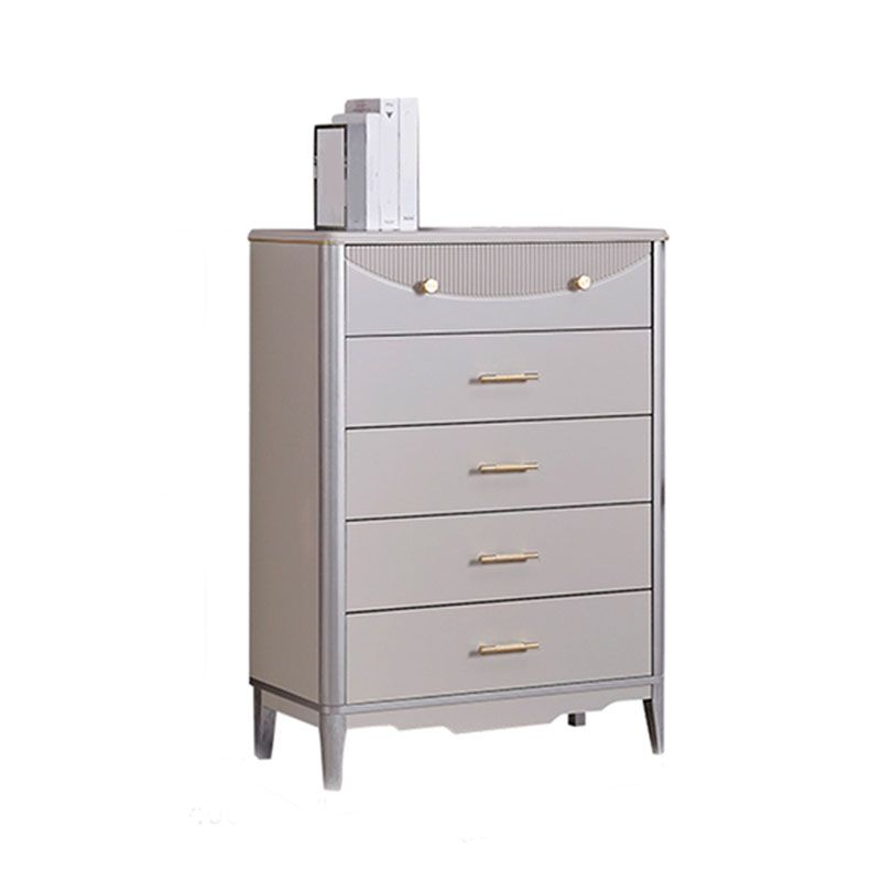 Glam Wooden Storage Chest 16" Wide Bedroom Chest in Grey with Drawers