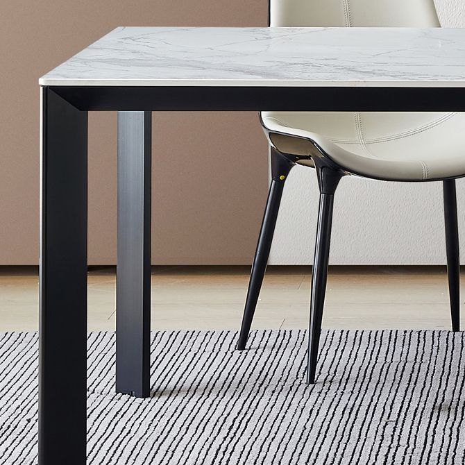 Rectangle Stone Dining Table Contemporary Metal 4 Legs Dining Table