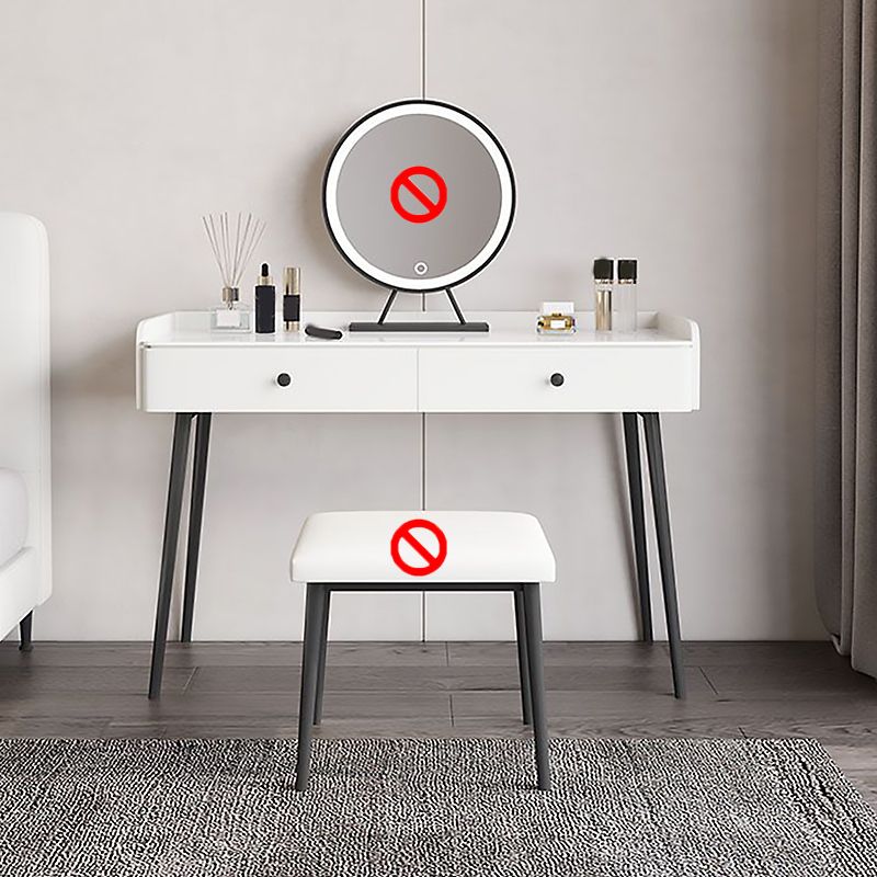 Modern White Stone Vanity Makeup Dressing Table Stool Set - 31.5"/39.37"/47.24" W