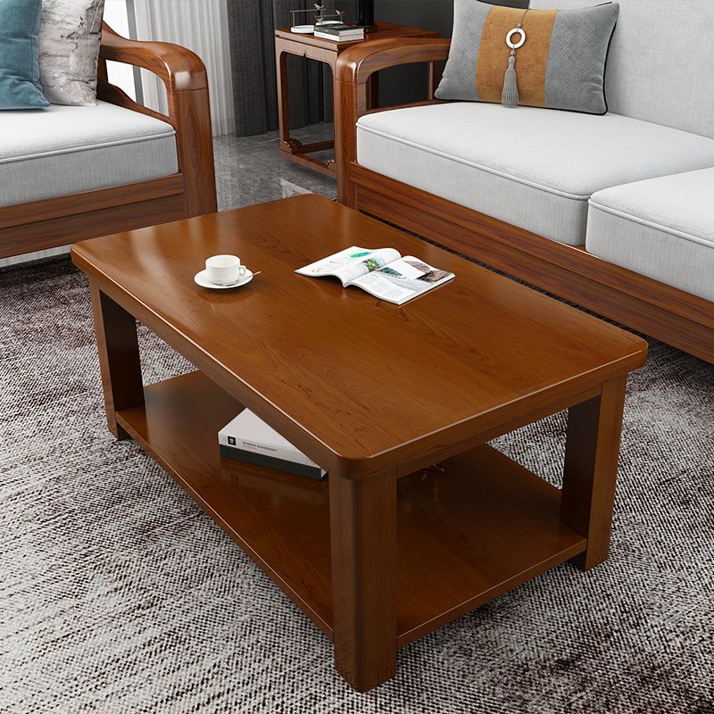 Modern 4 Legs Rectangle Cocktail Table Solid Wood Coffee Table