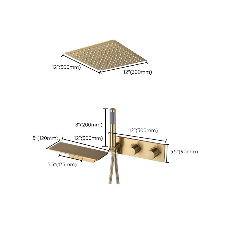 Modern Shower System Brass Temperature Control Fixed Shower Head Shower Combo