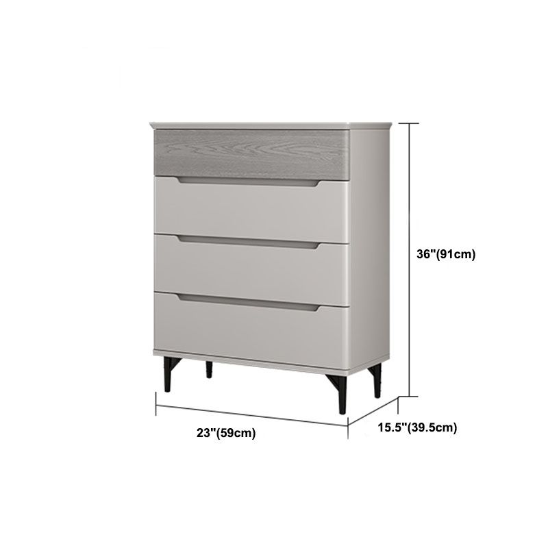 Contemporary Bedroom Chest Wooden Storage Chest in Gray with Drawers