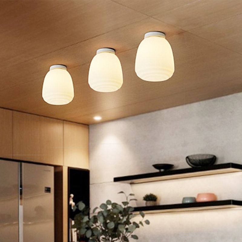 Lanterne encastrée conique 6 "/8" W avec abat-jour en verre opale, éclairage minimaliste à 1 tête pour cuisine