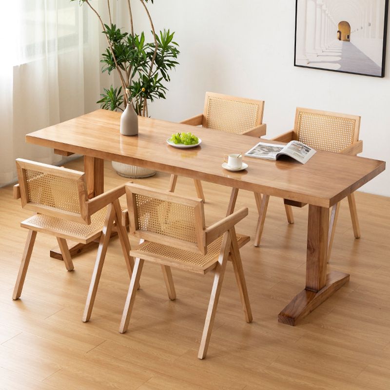 Contemporary Style Dining Table Rectangle Solid Wood Table for Home Kitchen