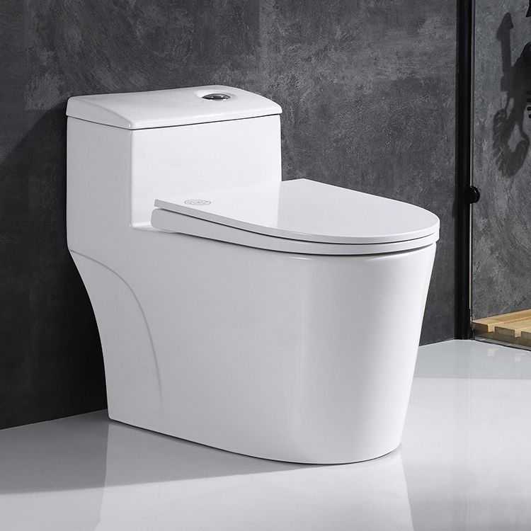 Traditional One Piece Toilet Floor Mounted White Toilet Bowl with Seat for Washroom