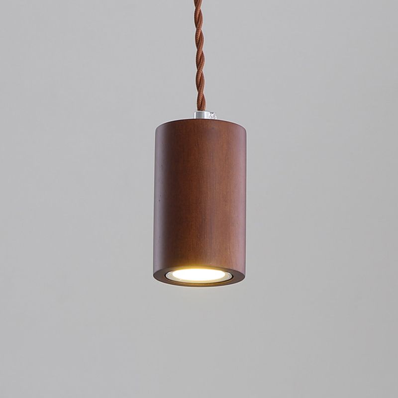 Geometrisch geformte Decke Anhänger Einfaches Holz LED -Küchenhängung Licht in Beige