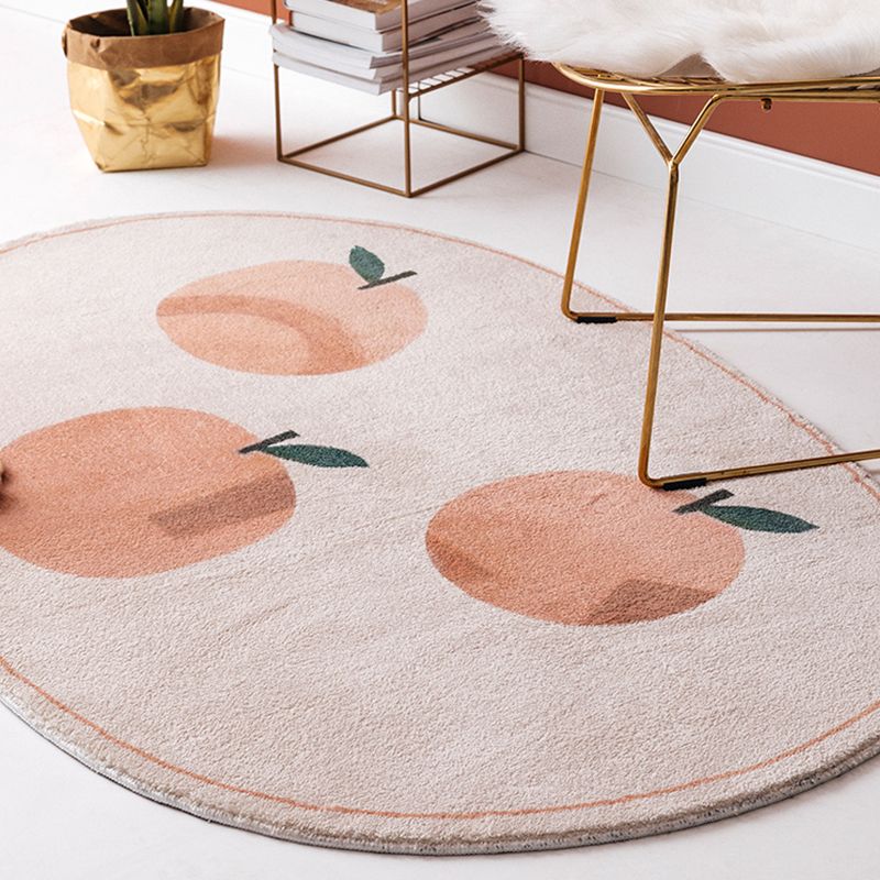 Stylish Fruit Pattern Rug Pink Modernism Rug Polyester Pet Friendly Washable Non-Slip Area Rug for Bedroom